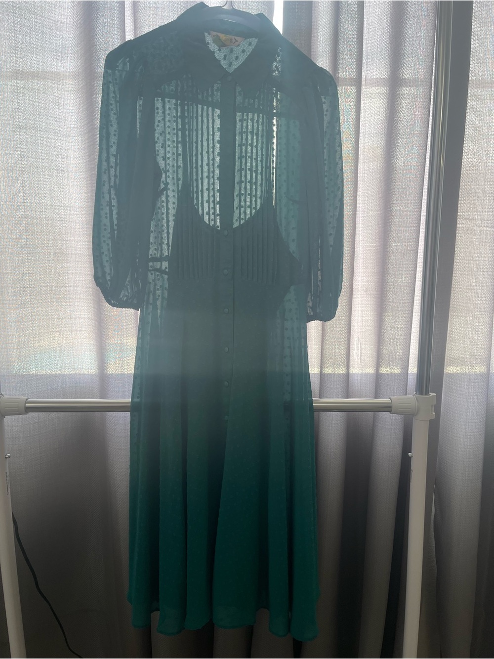Nanette Lepore Emerald Green Sheer Midi Dress